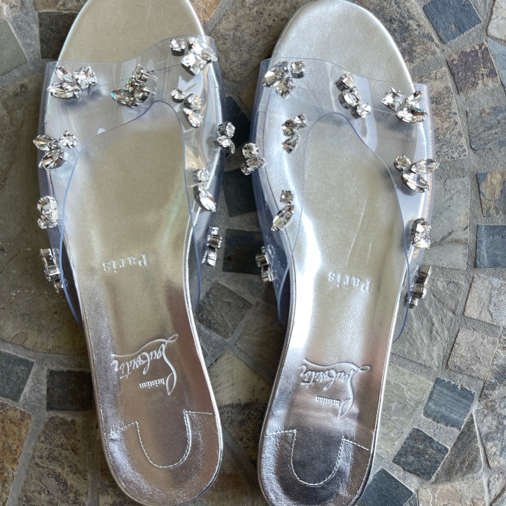 Christian Louboutin Silver Embellished Mules